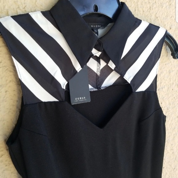 New Guess Peplum Black and White Top NEW! - Picture 5 of 8